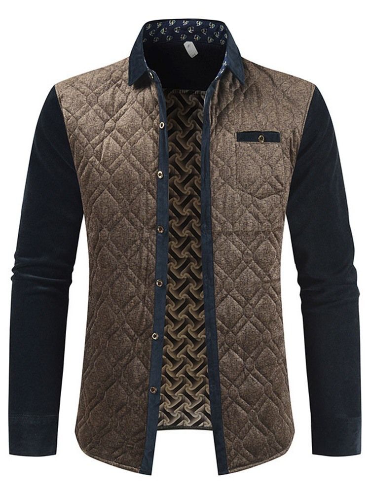 Color Block Lapel Patchwork Höstjacka För Män