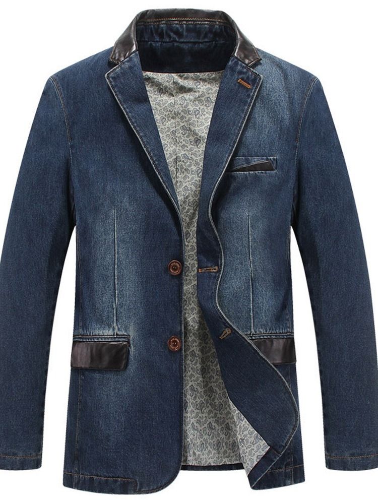 Color Block Patchwork Lapel Slim Fall Jacka