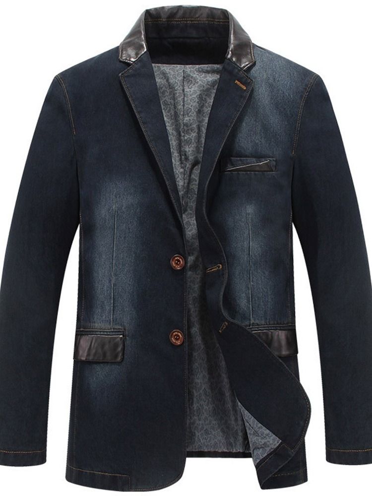 Color Block Patchwork Lapel Slim Fall Jacka