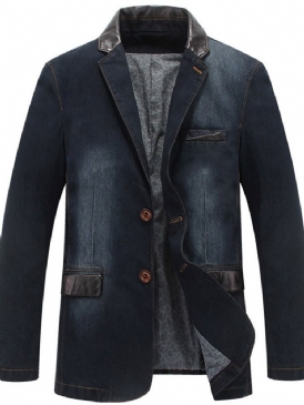 Color Block Patchwork Lapel Slim Fall Jacka