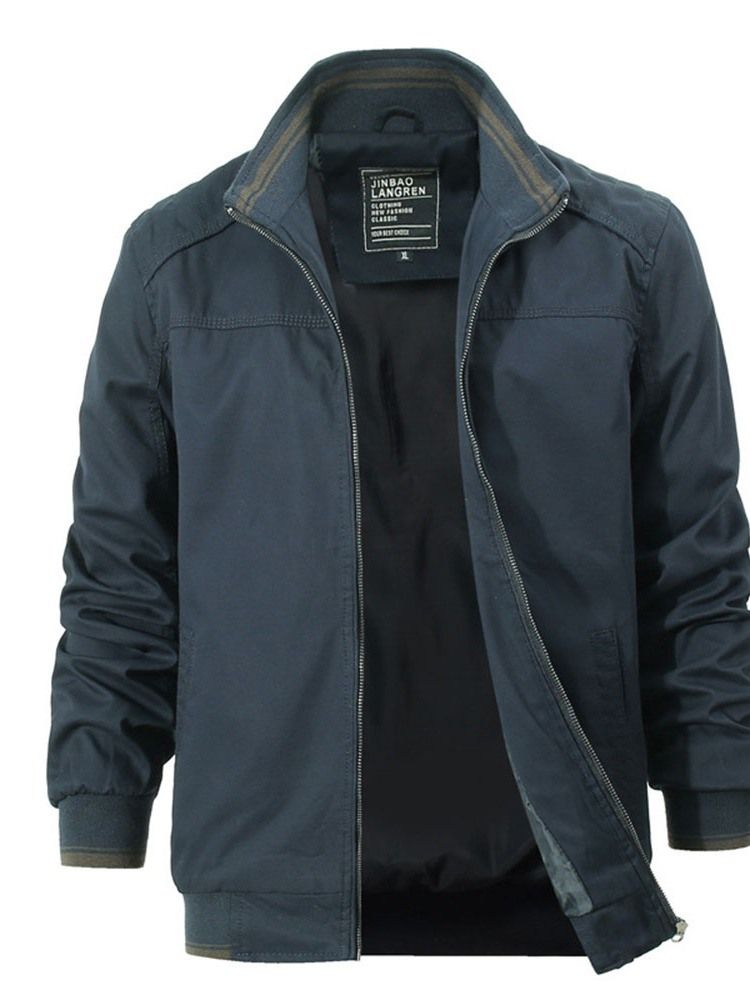Color Block Stativ Krage Dragkedja Spring Herrjacka