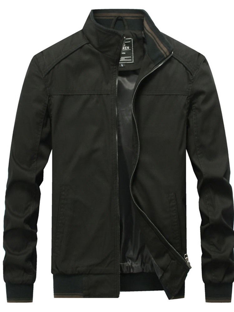 Color Block Stativ Krage Dragkedja Spring Herrjacka