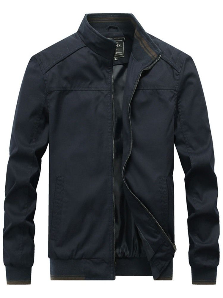 Color Block Stativ Krage Dragkedja Spring Herrjacka