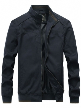 Color Block Stativ Krage Dragkedja Spring Herrjacka