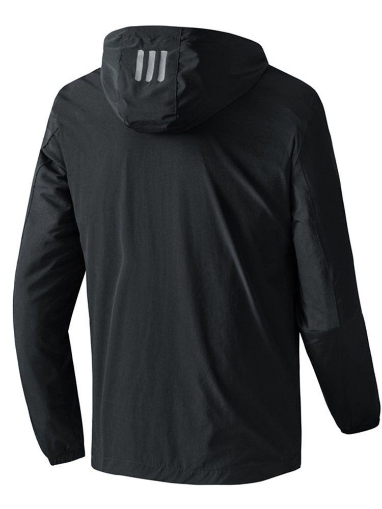 Dragkedja Hooded Stripe Loose Fall Jacka