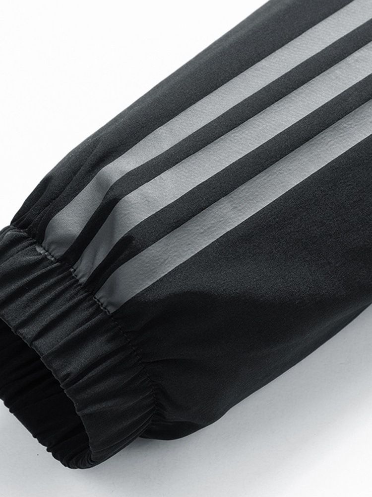 Dragkedja Hooded Stripe Loose Fall Jacka