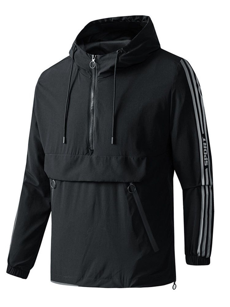 Dragkedja Hooded Stripe Loose Fall Jacka