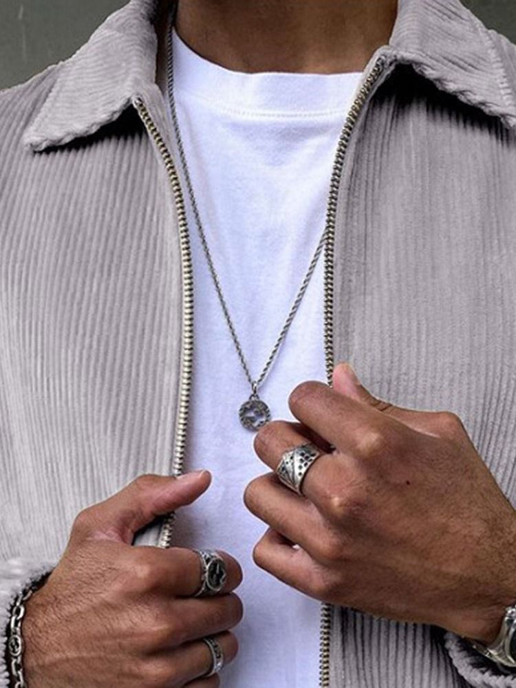Dragkedja Lapel Vanlig Casual Slim Jacka