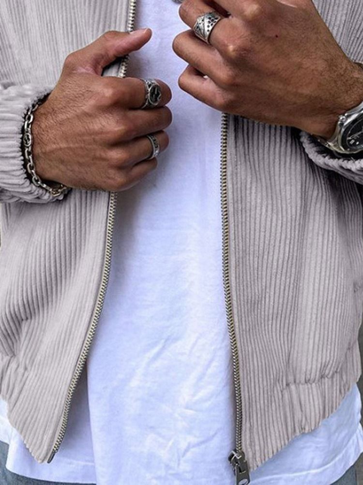 Dragkedja Lapel Vanlig Casual Slim Jacka