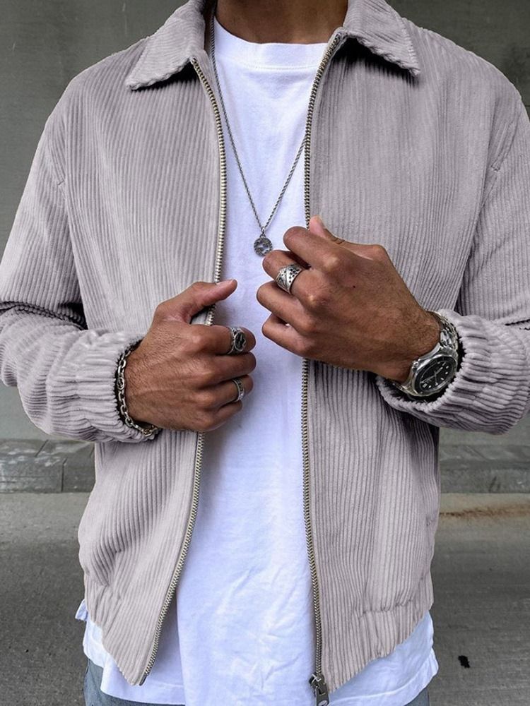 Dragkedja Lapel Vanlig Casual Slim Jacka