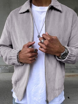 Dragkedja Lapel Vanlig Casual Slim Jacka