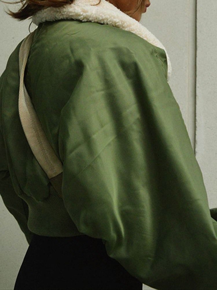 Dragkedja Slim Långärmad Lapel Standardjacka