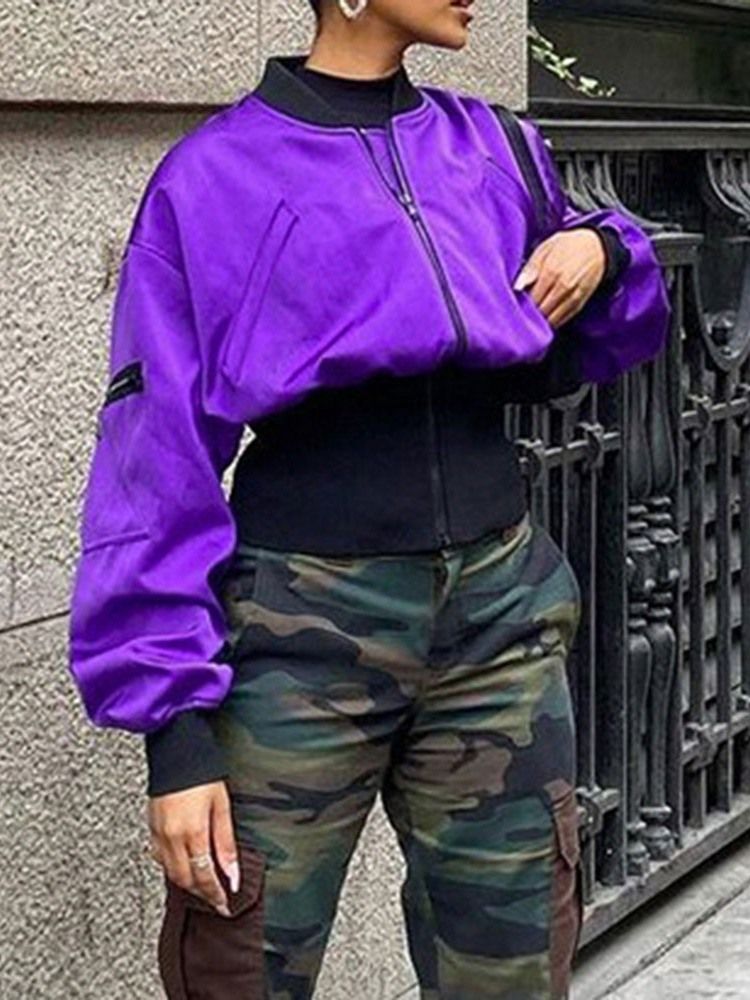 Dragkedja Slim Långärmad Standard Fall Damjacka