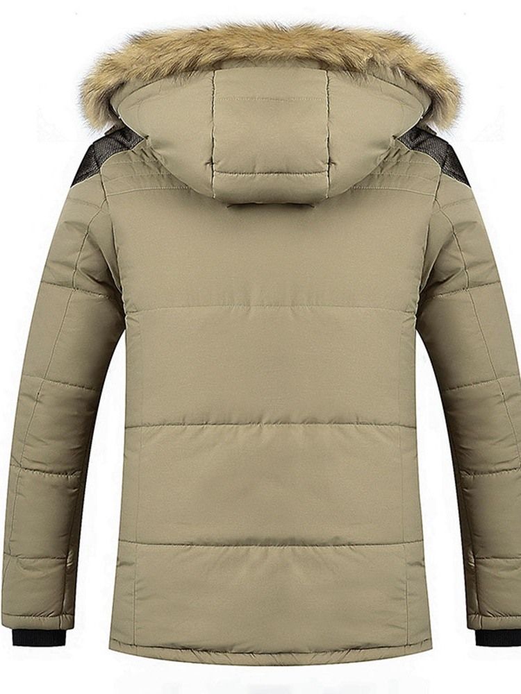 Dubbla Lager Färgblock Standard Dragkedja Casual Dunjacka