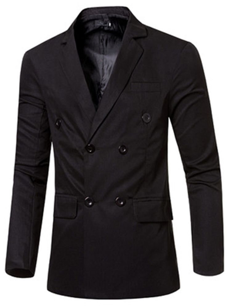Enfärgad Dubbelknäppt Casual Blazer För Män