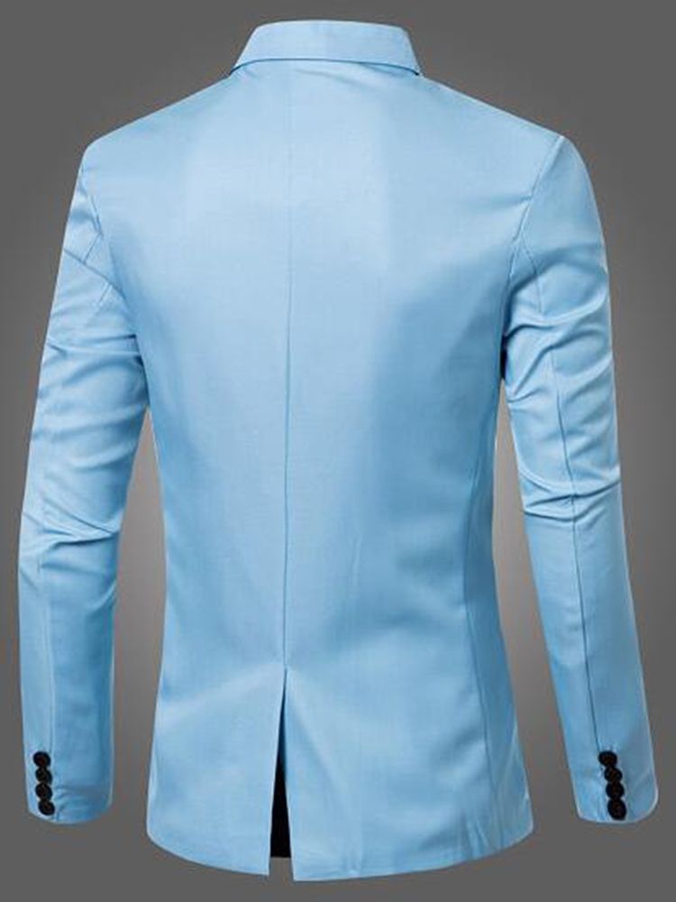 Enfärgad Dubbelknäppt Casual Blazer För Män