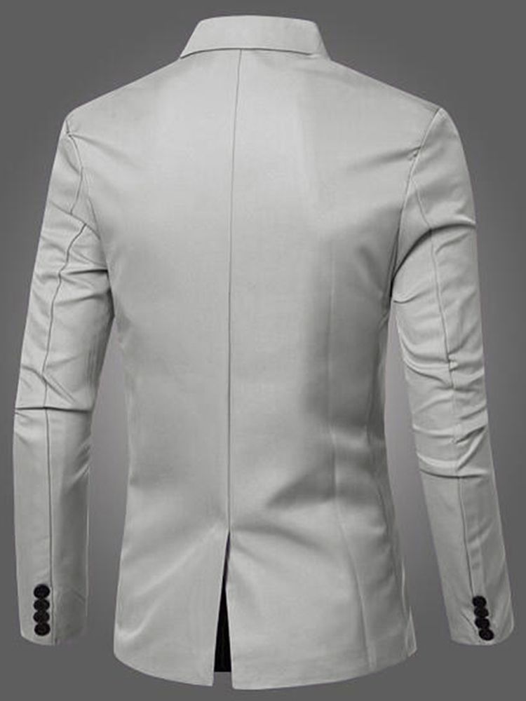 Enfärgad Dubbelknäppt Casual Blazer För Män
