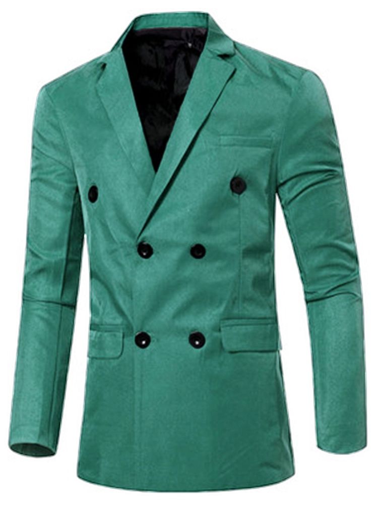 Enfärgad Dubbelknäppt Casual Blazer För Män