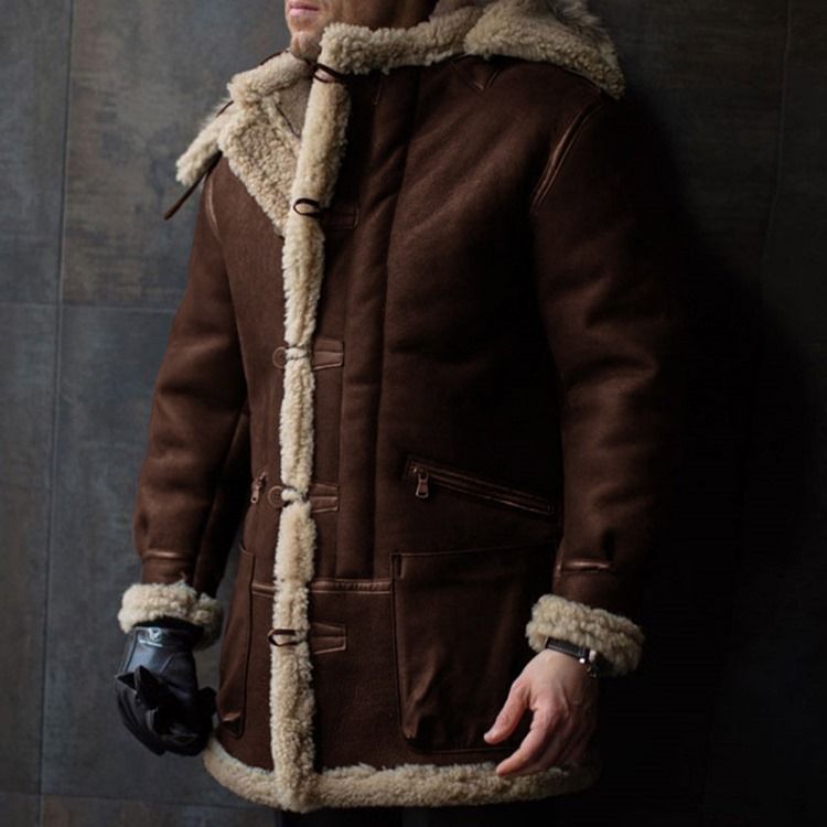 Fleece Dragkedja Lapel Europeisk Enkelknäppt Jacka