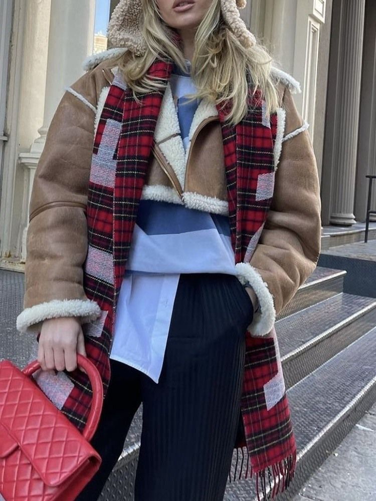 Fleece Långärmad Rak Vanlig Vinterjacka