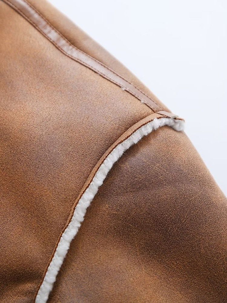 Fleece Långärmad Rak Vanlig Vinterjacka