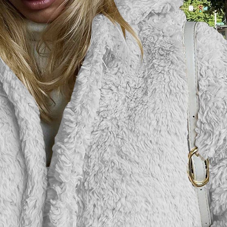Fleece Långärmad Rak Vinterjacka