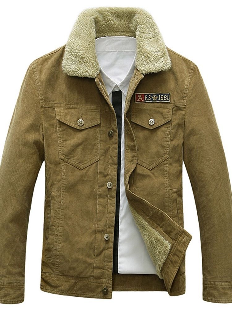 Fleece Lapel Pocket Casual Slim Jacka