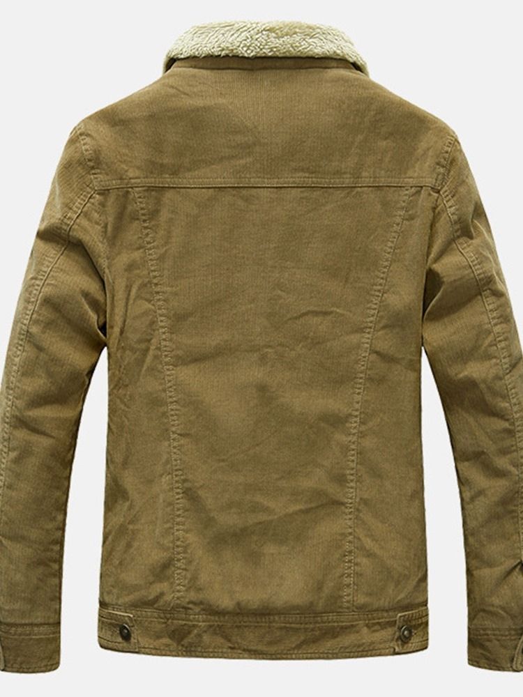 Fleece Lapel Pocket Casual Slim Jacka