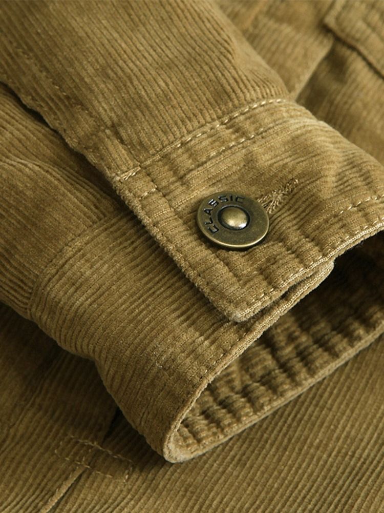 Fleece Lapel Pocket Casual Slim Jacka