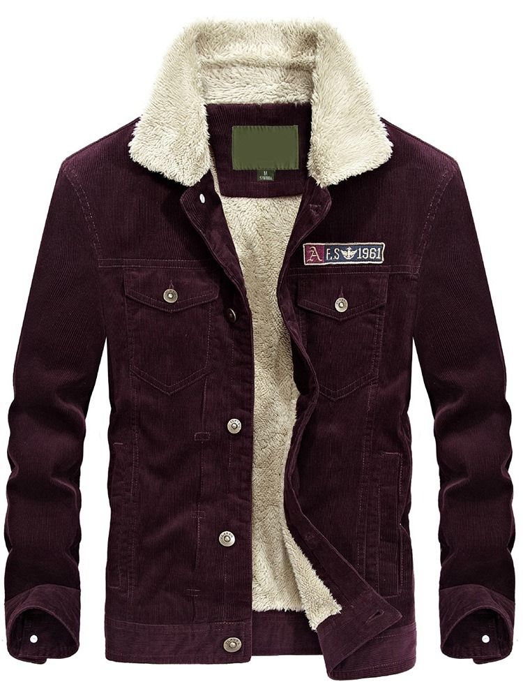 Fleece Lapel Pocket Casual Slim Jacka