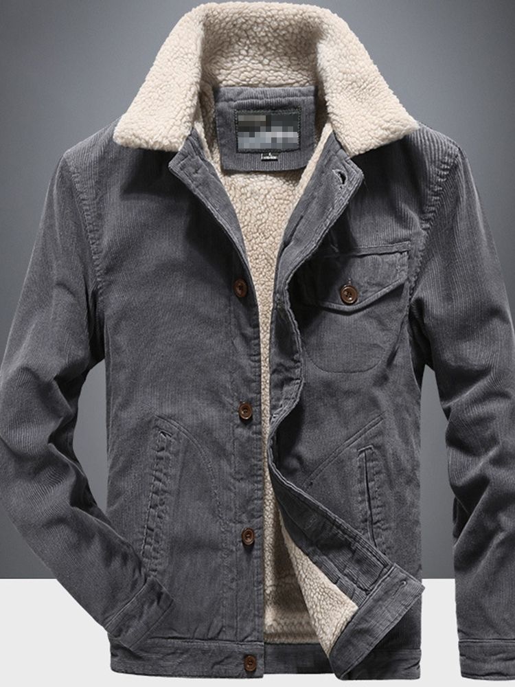 Fleece Plain Pocket Casual Vinterjacka
