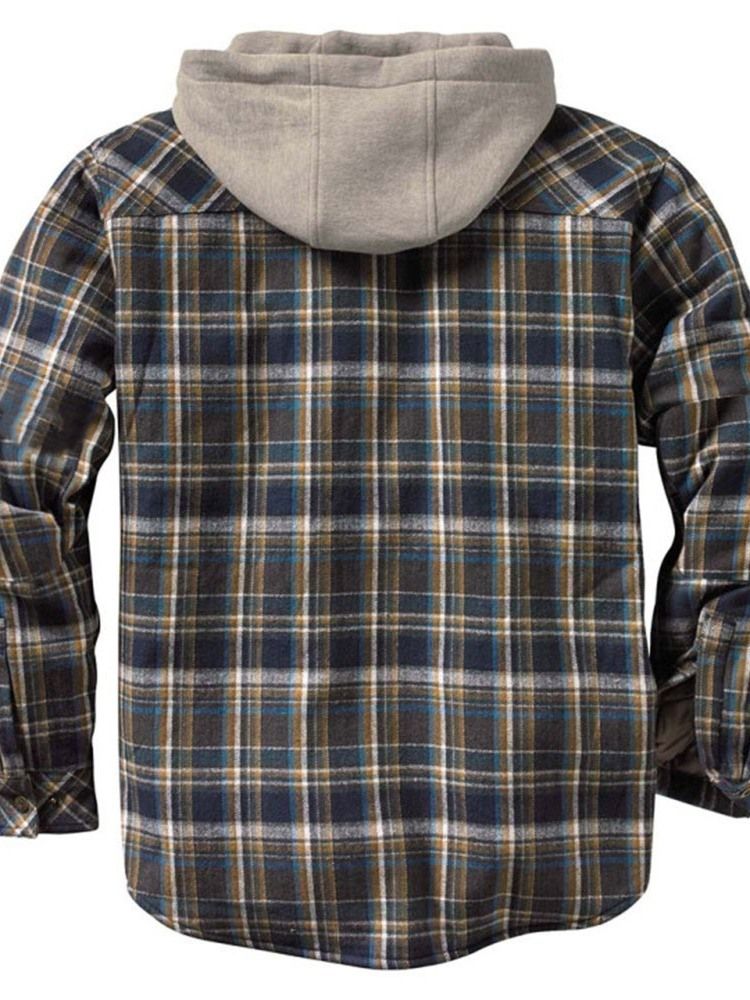 Fleece Rutigt Patchwork Vinter Casual Jacka