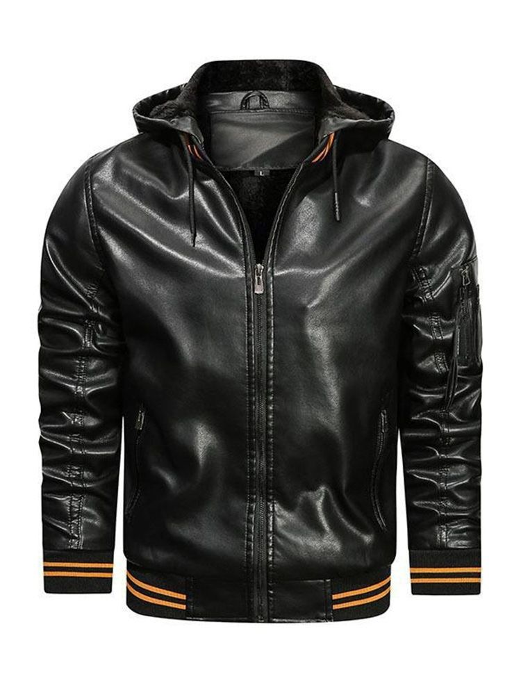 Hooded Color Block Standard Casual Vinterjacka I Skinn
