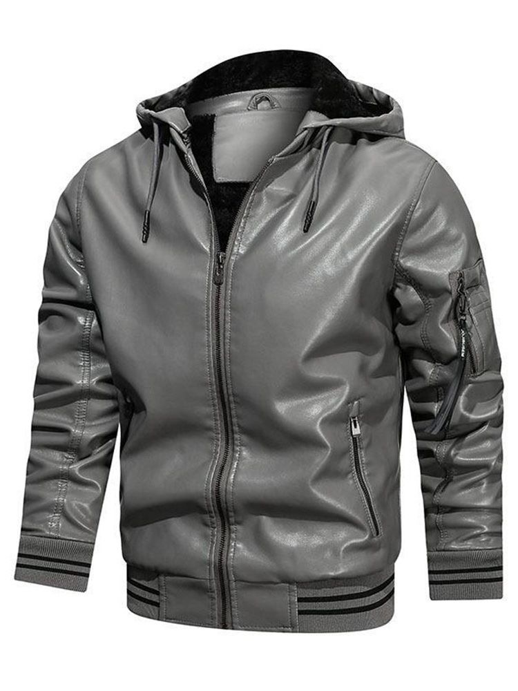 Hooded Color Block Standard Casual Vinterjacka I Skinn