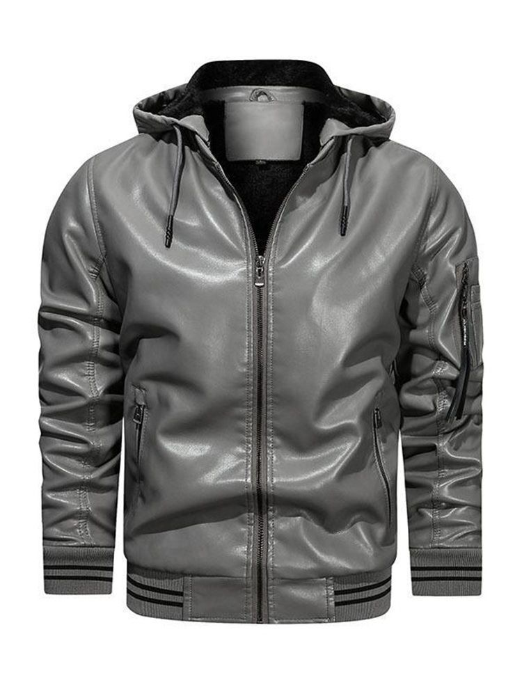 Hooded Color Block Standard Casual Vinterjacka I Skinn