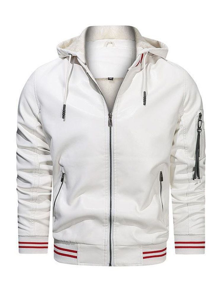 Hooded Color Block Standard Casual Vinterjacka I Skinn