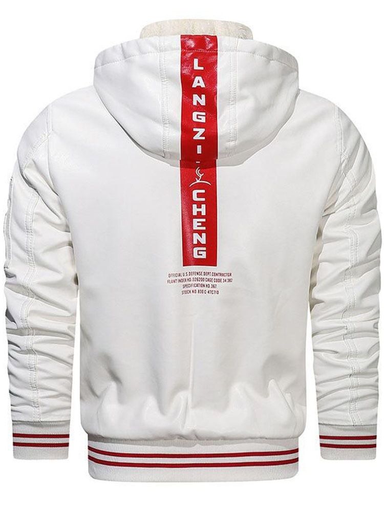 Hooded Color Block Standard Casual Vinterjacka I Skinn