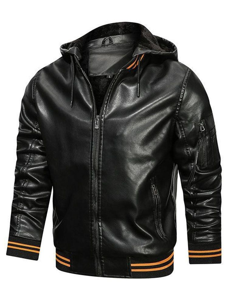 Hooded Color Block Standard Casual Vinterjacka I Skinn
