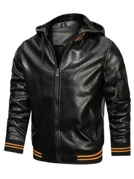 Hooded Color Block Standard Casual Vinterjacka I Skinn