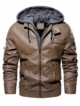 Hooded Patchwork Color Block Jacka Med Rak Dragkedja