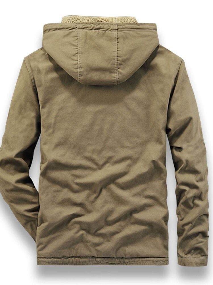 Hooded Tjockt Tryck Lös Europeisk Jacka