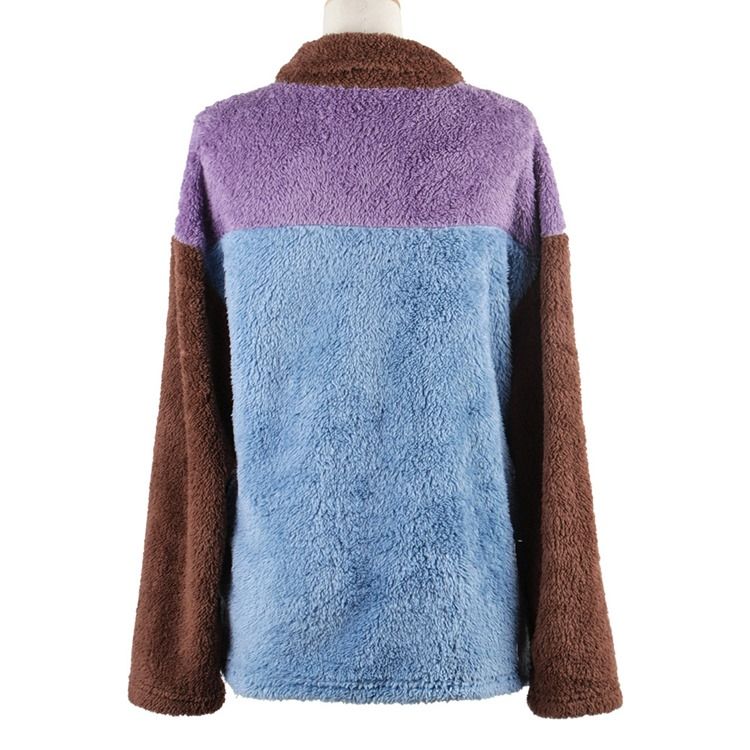 Långärmad Dragkedja I Fleece Vinterjacka I Mellanlängd