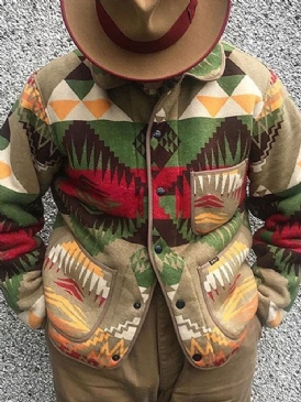 Lapel Button Color Block Spring Enkelknäppt Jacka