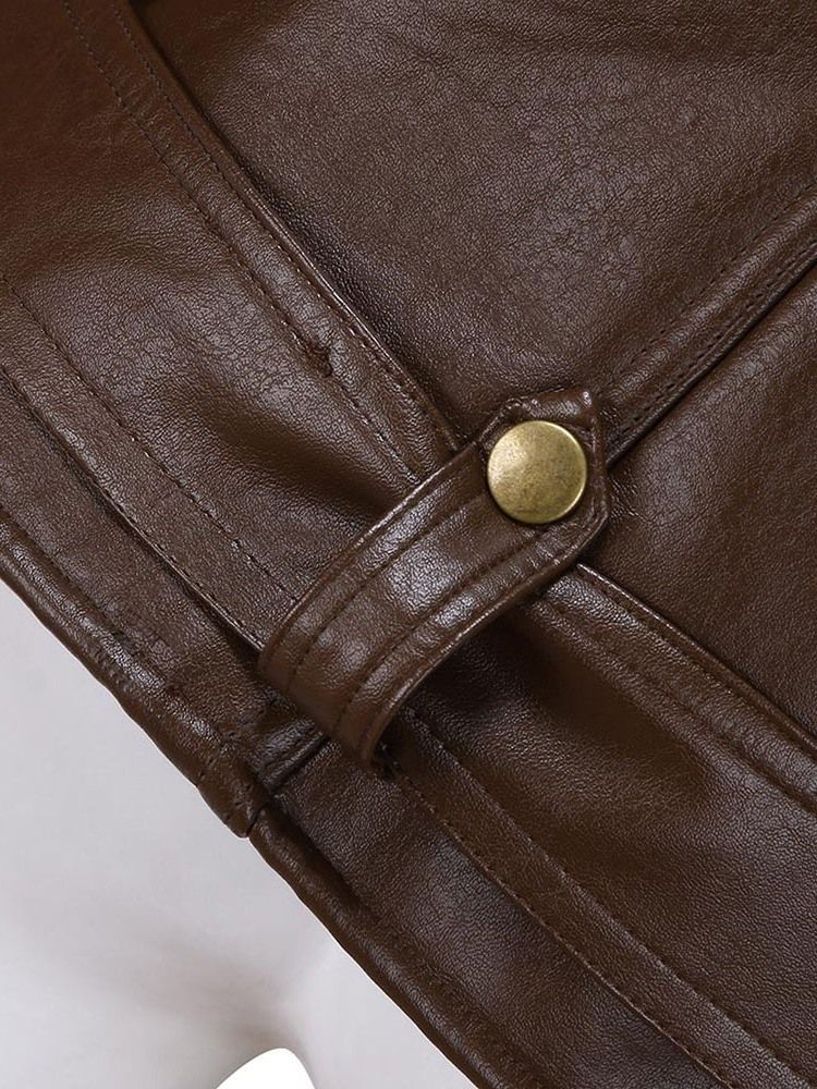 Lapel Color Block Standard Slim Patchwork Skinnjacka