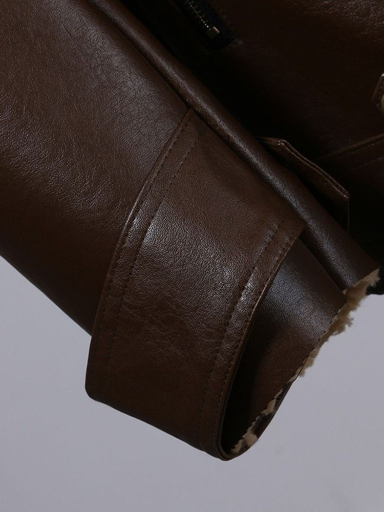 Lapel Color Block Standard Slim Patchwork Skinnjacka