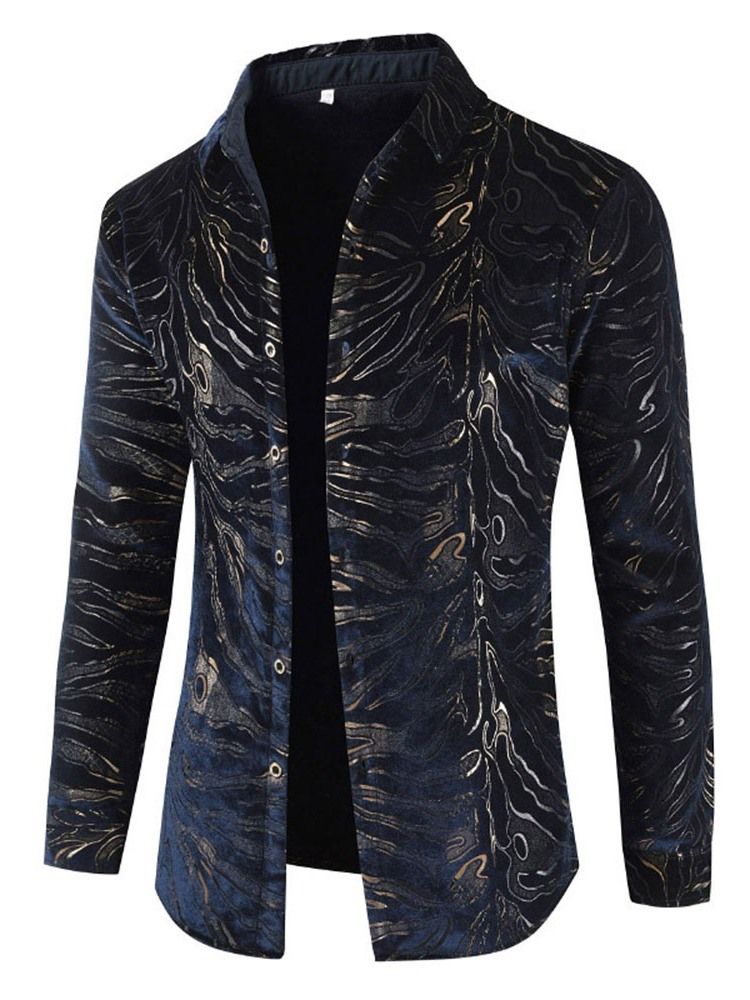 Lapel Fleece Enkelknäppt Höstjacka För Män