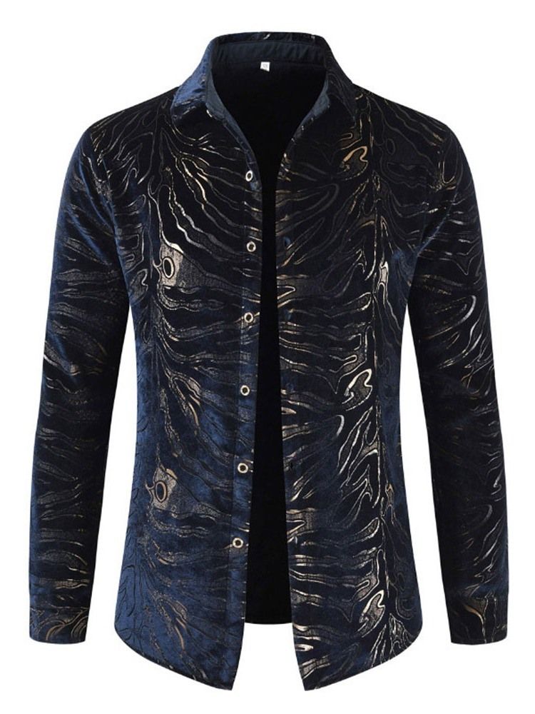 Lapel Fleece Enkelknäppt Höstjacka För Män