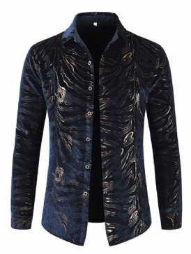 Lapel Fleece Enkelknäppt Höstjacka För Män