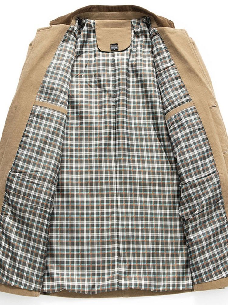 Lapel Patchwork Color Block Enkelknäppt Höstjacka