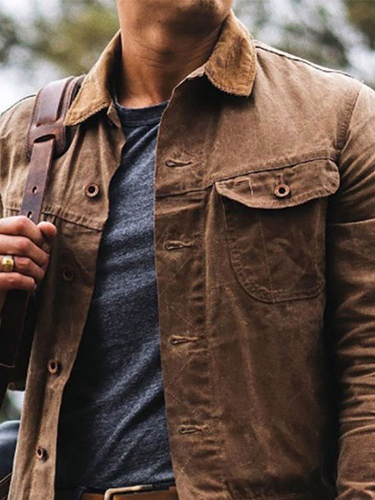 Lapel Plain Pocket Spring Slim Jacket